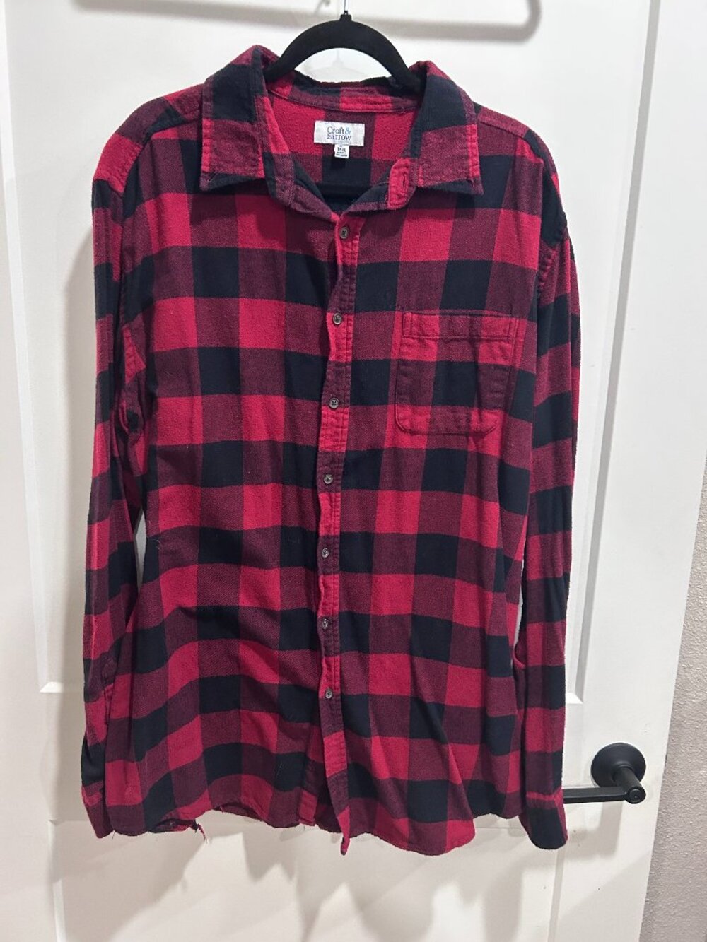 Croft & Barrow Men’s XL Tall Red Black Buffalo Plaid Flannel Button-Up Shirt